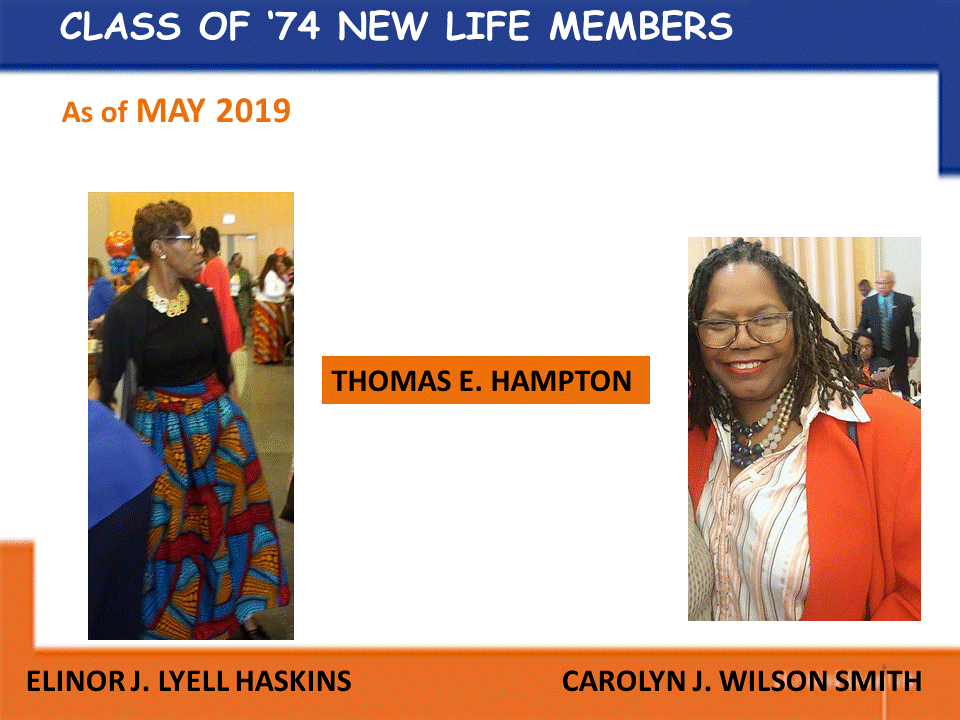 2019 CLASS OF '74 NEW LIFE MEMBERS